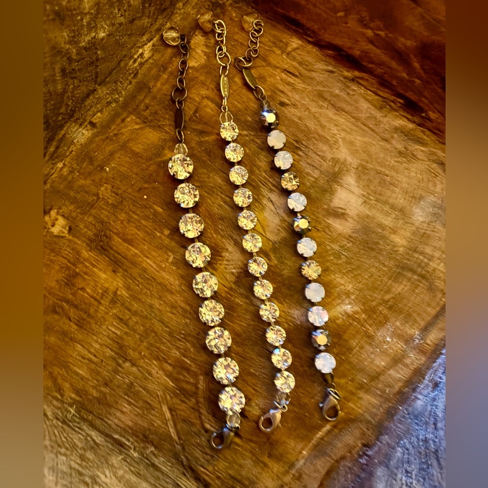 Elegant white and Silver Crystal Bracelet Set